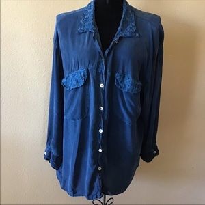 Vintage Johnny Was Blue Blouse, Size L